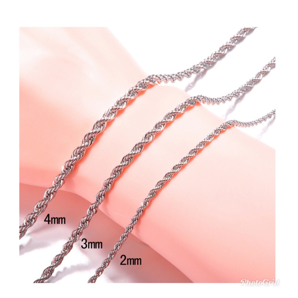 Unisex Party Wedding Gift Silver 3MM Rope Chain - Picture 1 of 11